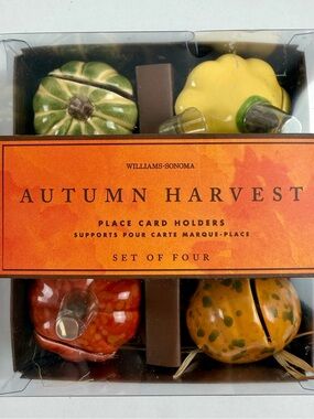 Vintage Williams Sonoma Autumn Harvest Pumpkin Place Card Holders Set of 4 Fall